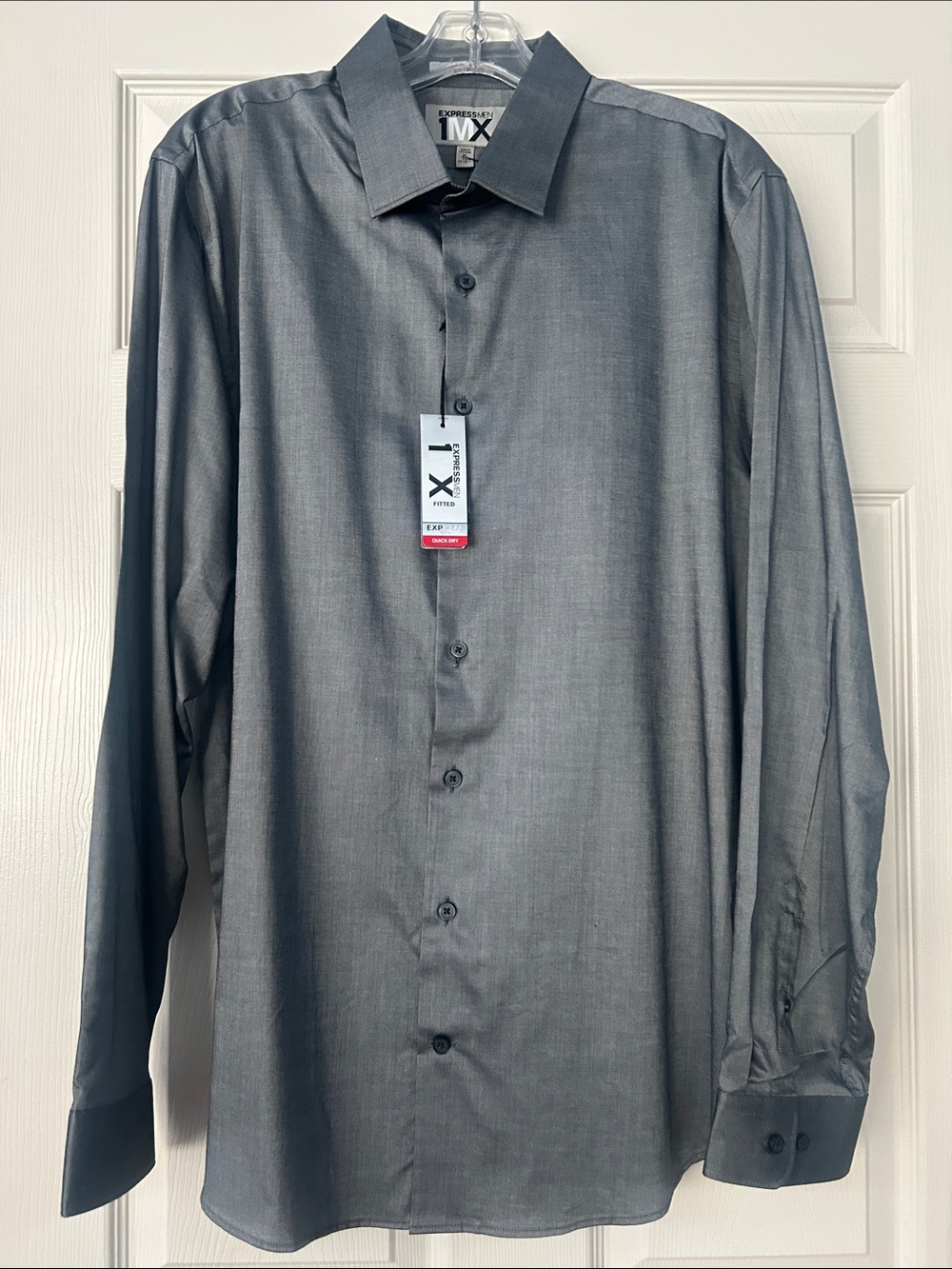 Express Men's Charcoal Dress Shirt - Long Sleeve